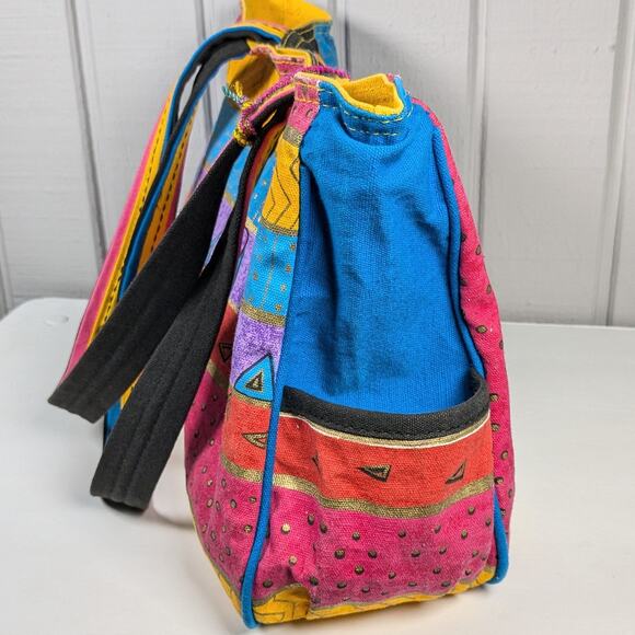 Laurel Burch Fantastic Feline Totem Canvas Medium Sized Tote Shoulder Bag - Picture 2 of 15